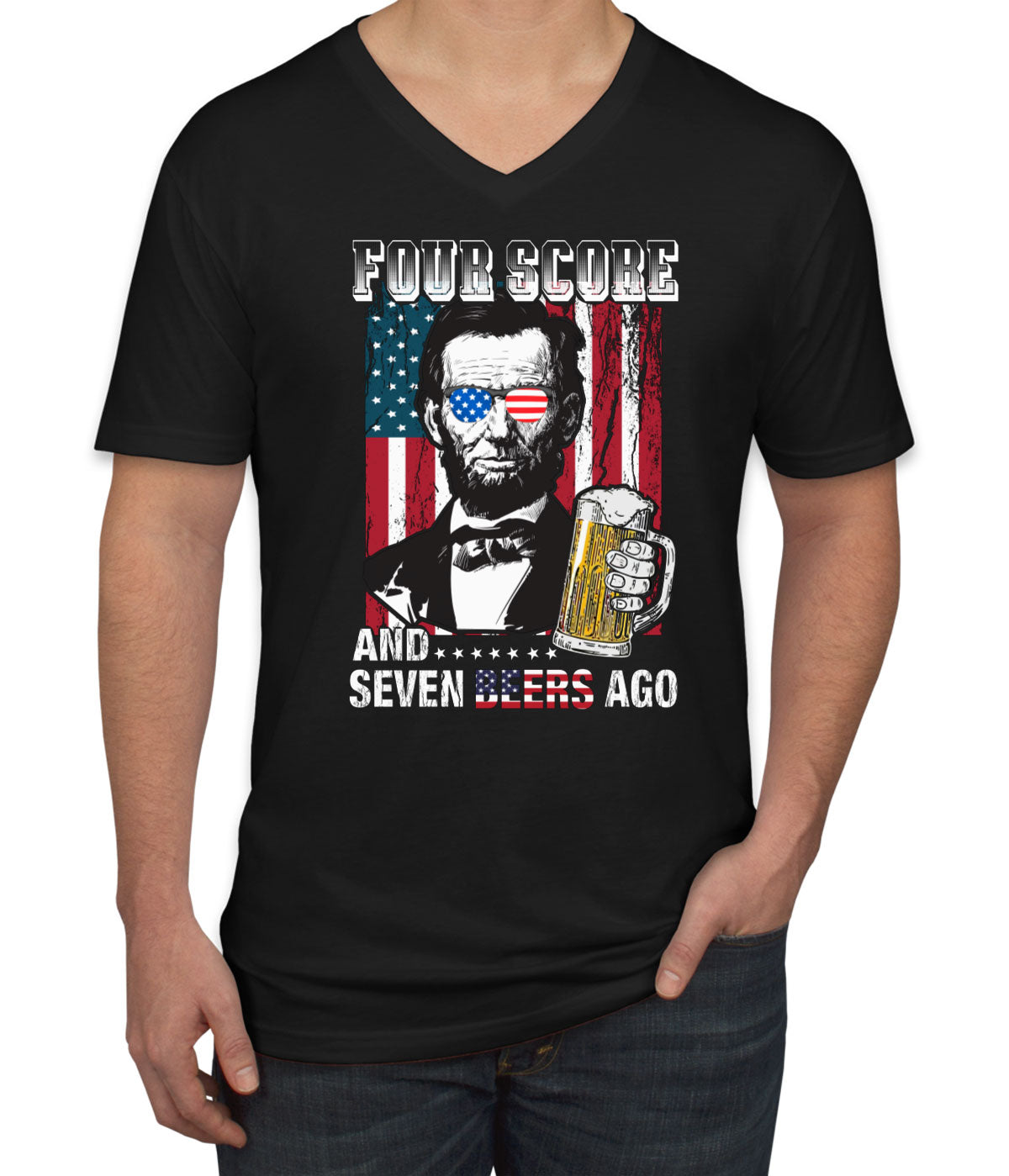 Four Score And Seven Beers Ago Men's V Neck T-shirt