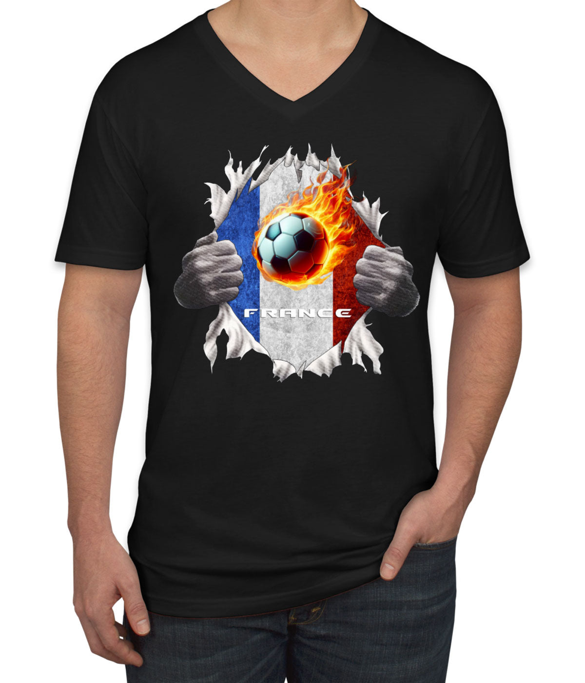 France Euro Cup Soccer Football Men's V Neck T-shirt