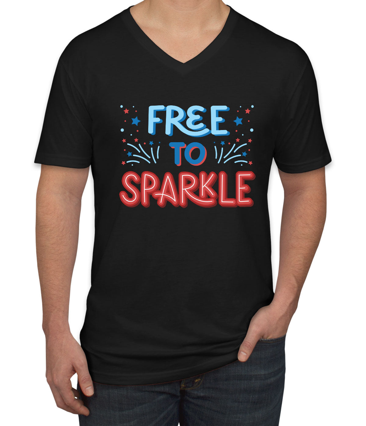 Free To Sparkle Patriotic Men's V Neck T-shirt