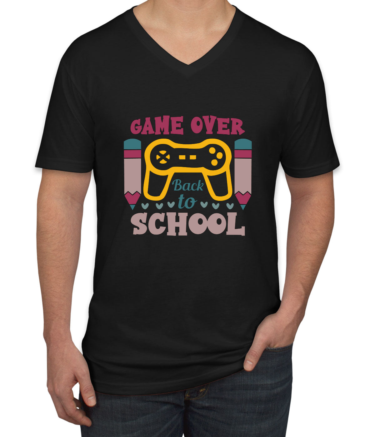 Game Over Back To School Men's V Neck T-shirt