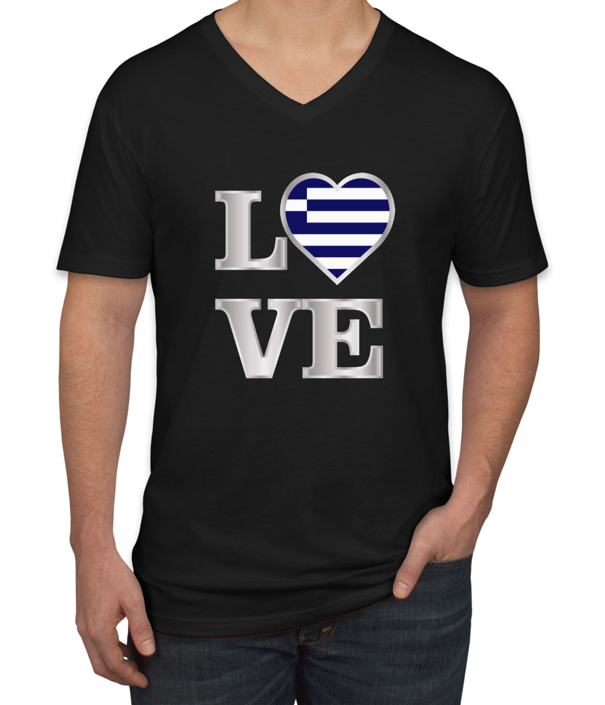 Greece Love Men's V Neck T-shirt