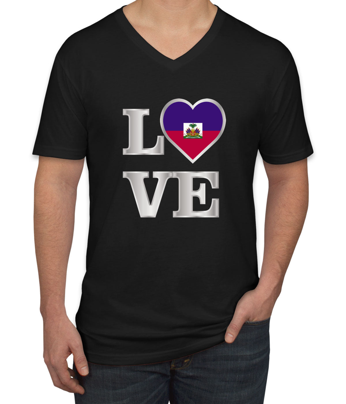 Haiti Love Men's V Neck T-shirt