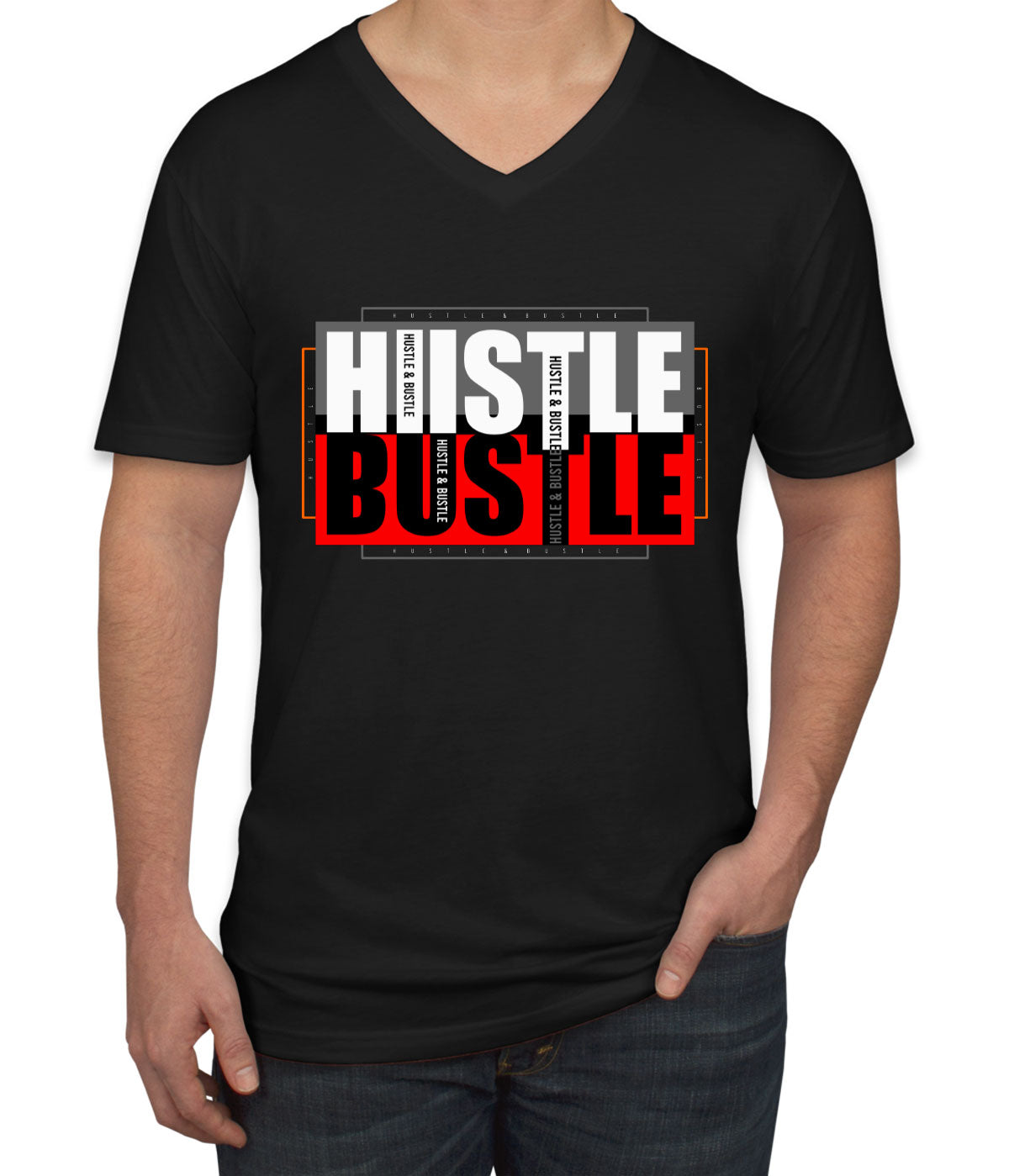 Hustle Bustle Men's V Neck T-shirt