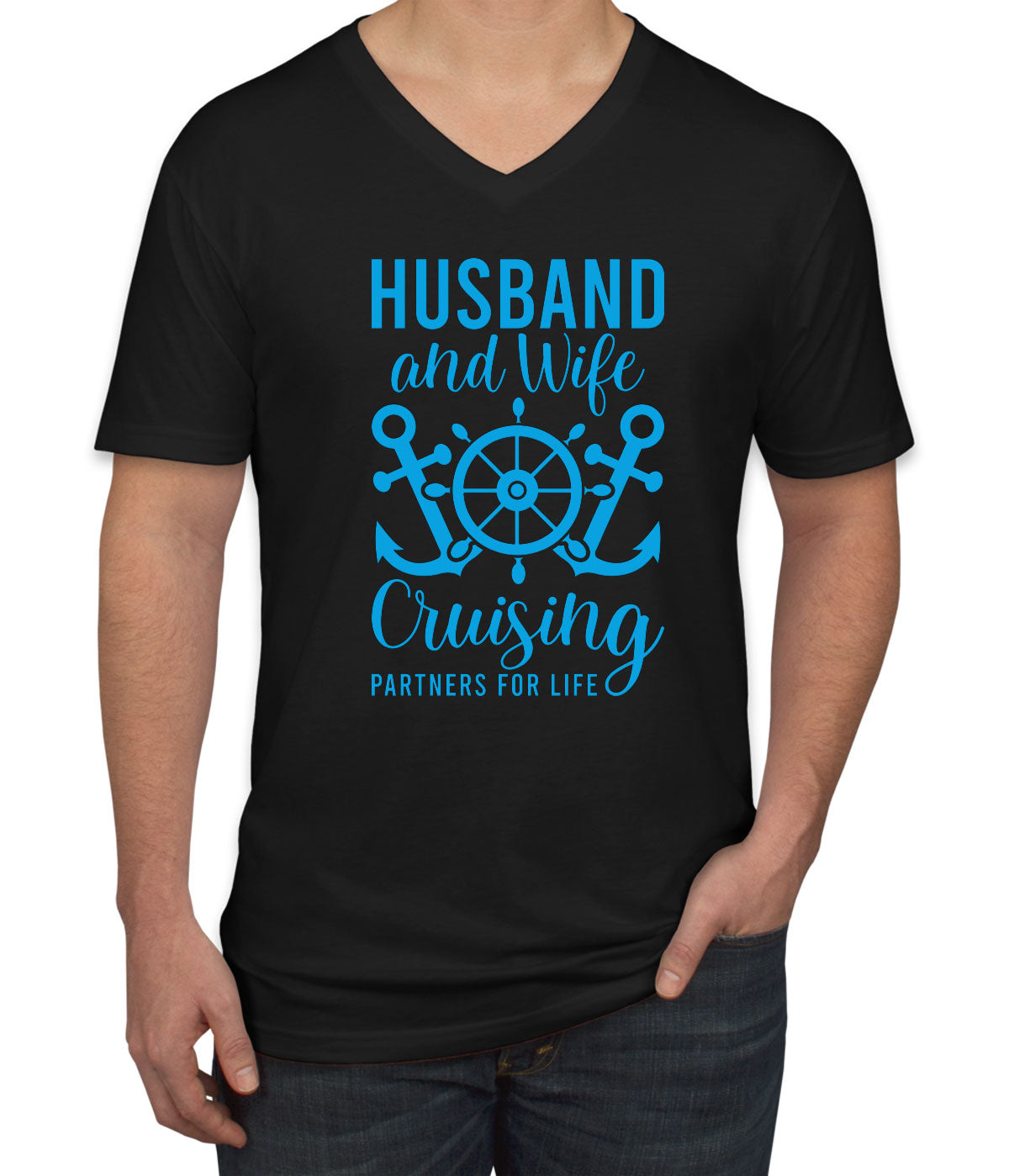 Husband And Wife Cruising Partners For Life Men's V Neck T-shirt