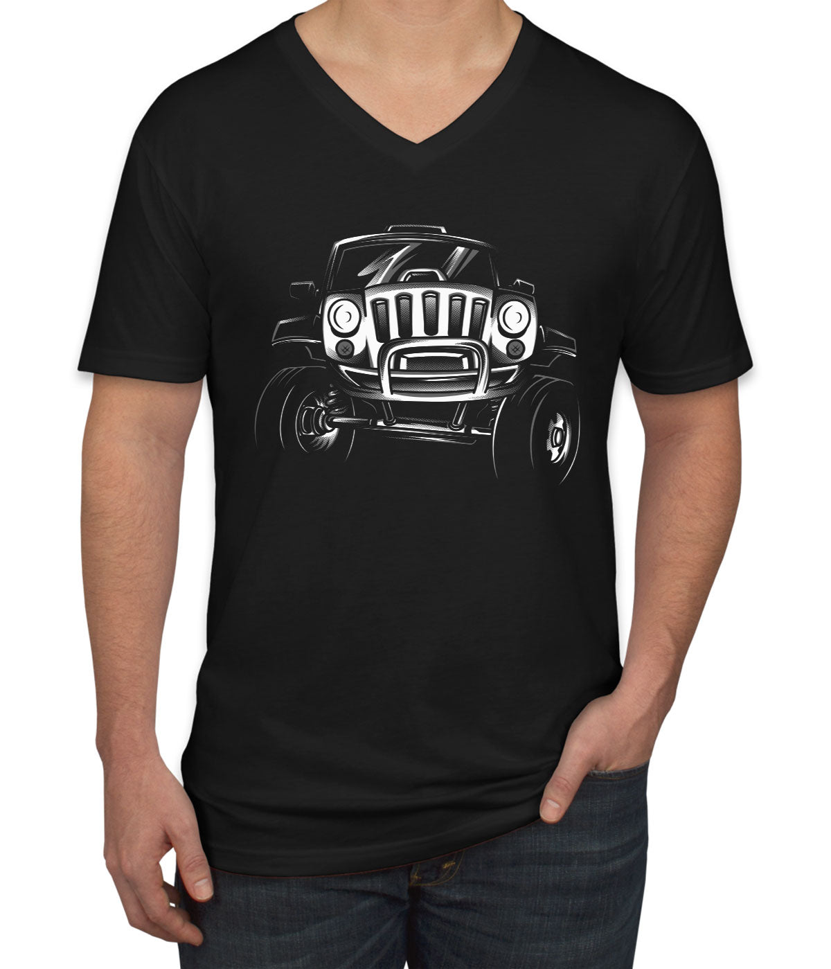 Jeep Off Road Silhouette Men's V Neck T-shirt