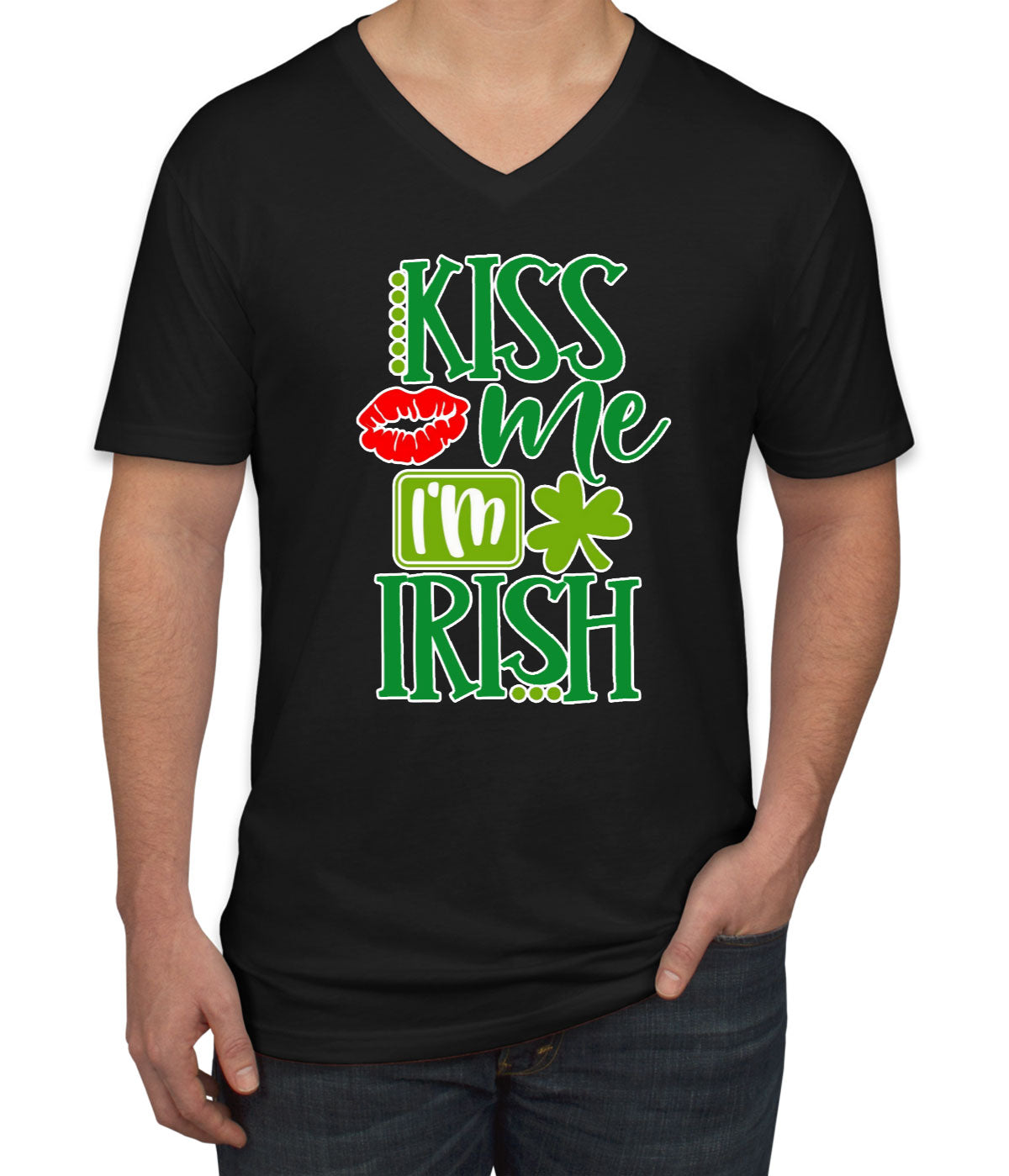 Kiss Me I'm Irish St. Patrick's Day Men's V Neck T-shirt