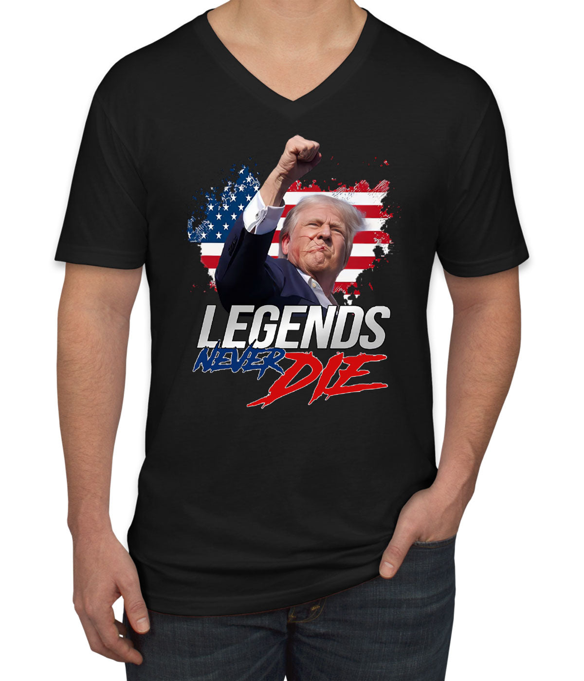 Legends Never Die Trump Men's V Neck T-shirt