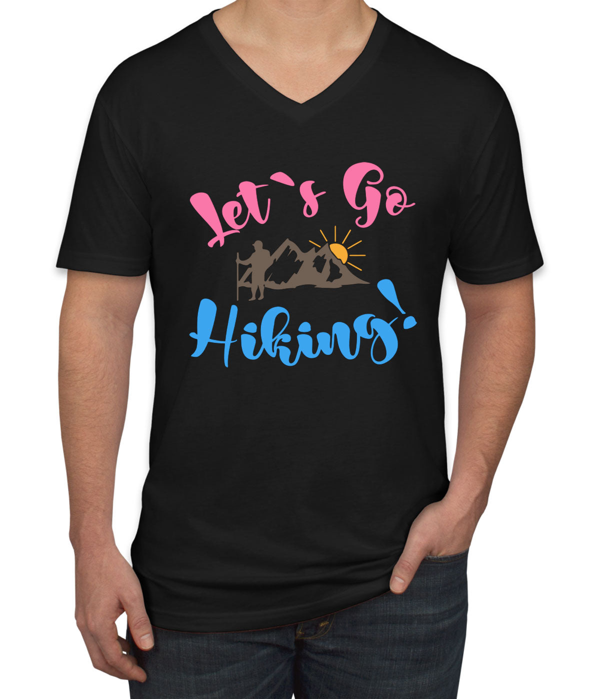 Ler's Go Hiking Men's V Neck T-shirt