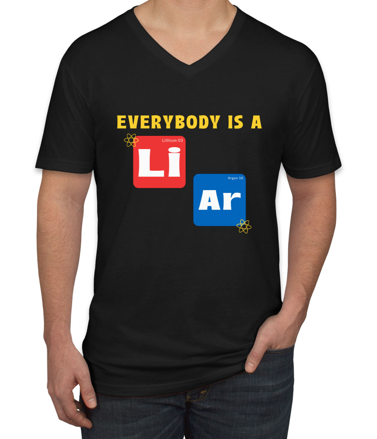 Everybody Is A Liar Funny Periodic Table Men's V Neck T-shirt