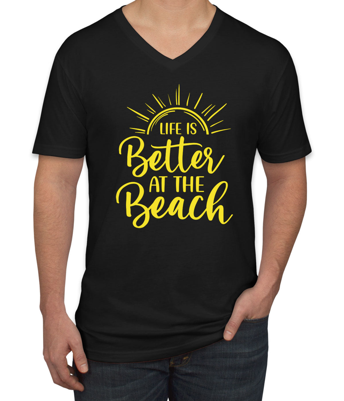 Life Is Better At The Beach Men's V Neck T-shirt