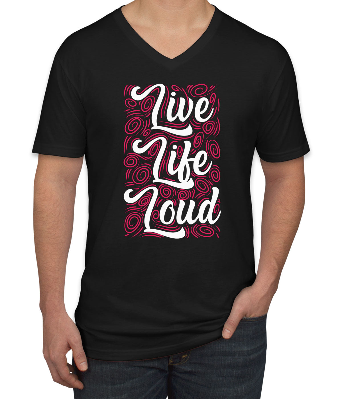 Live Life Loud Music Men's V Neck T-shirt