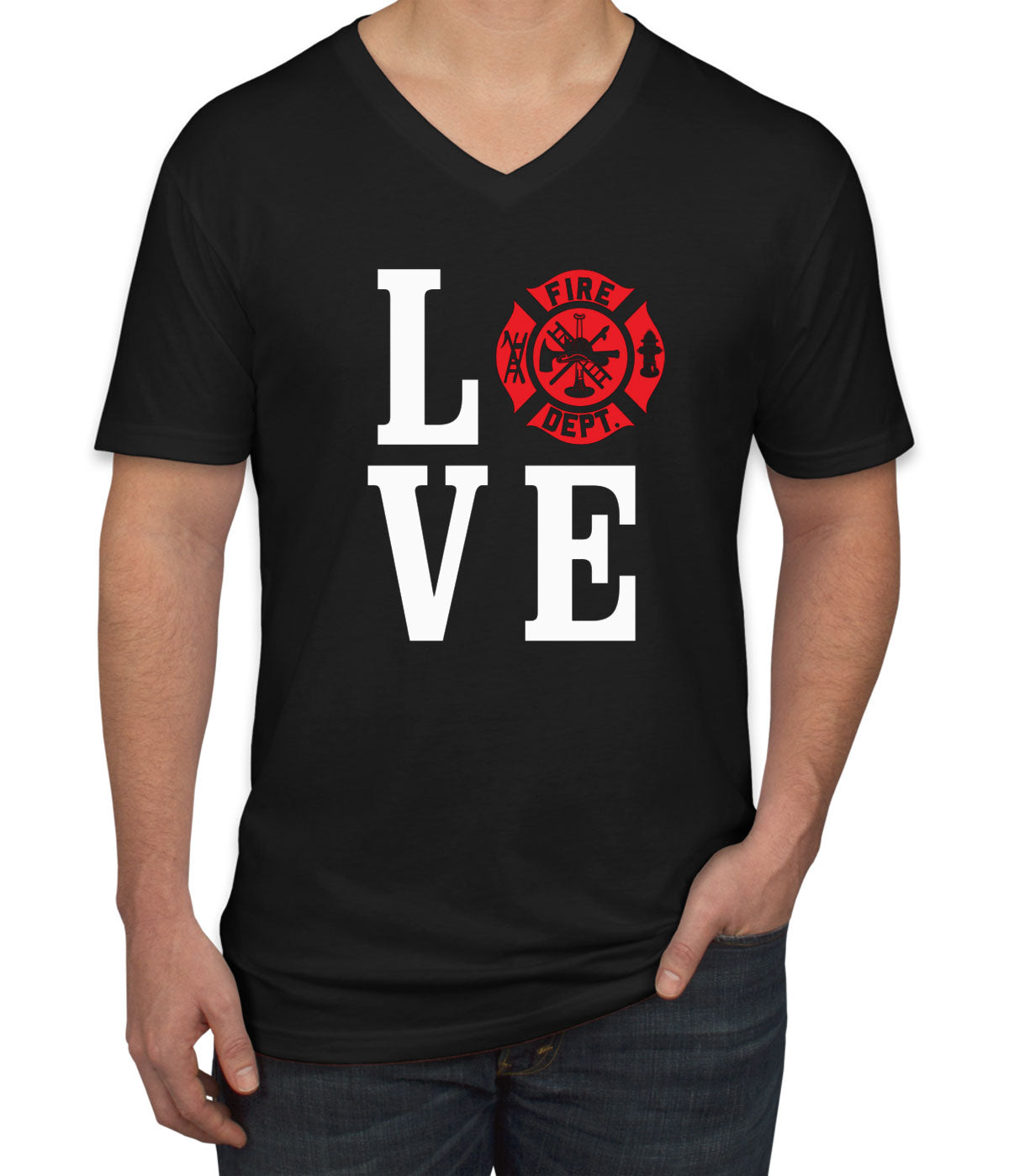 Love Firefighter Fireman Men's V Neck T-shirt