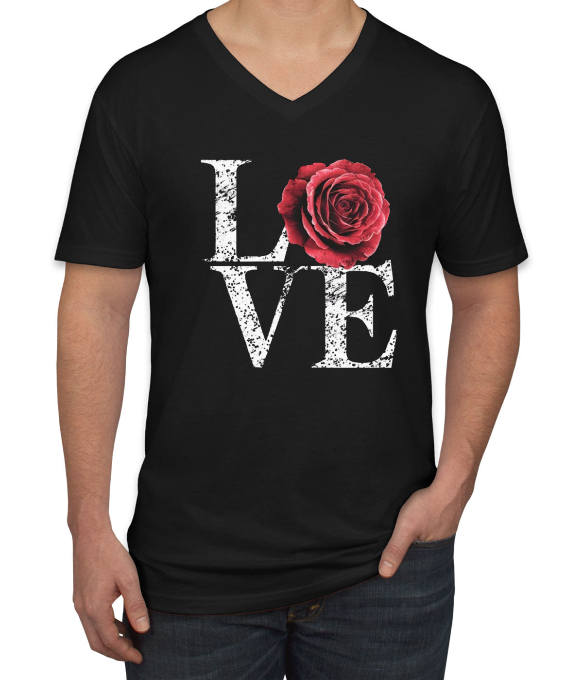 Love Rose Men's V Neck T-shirt