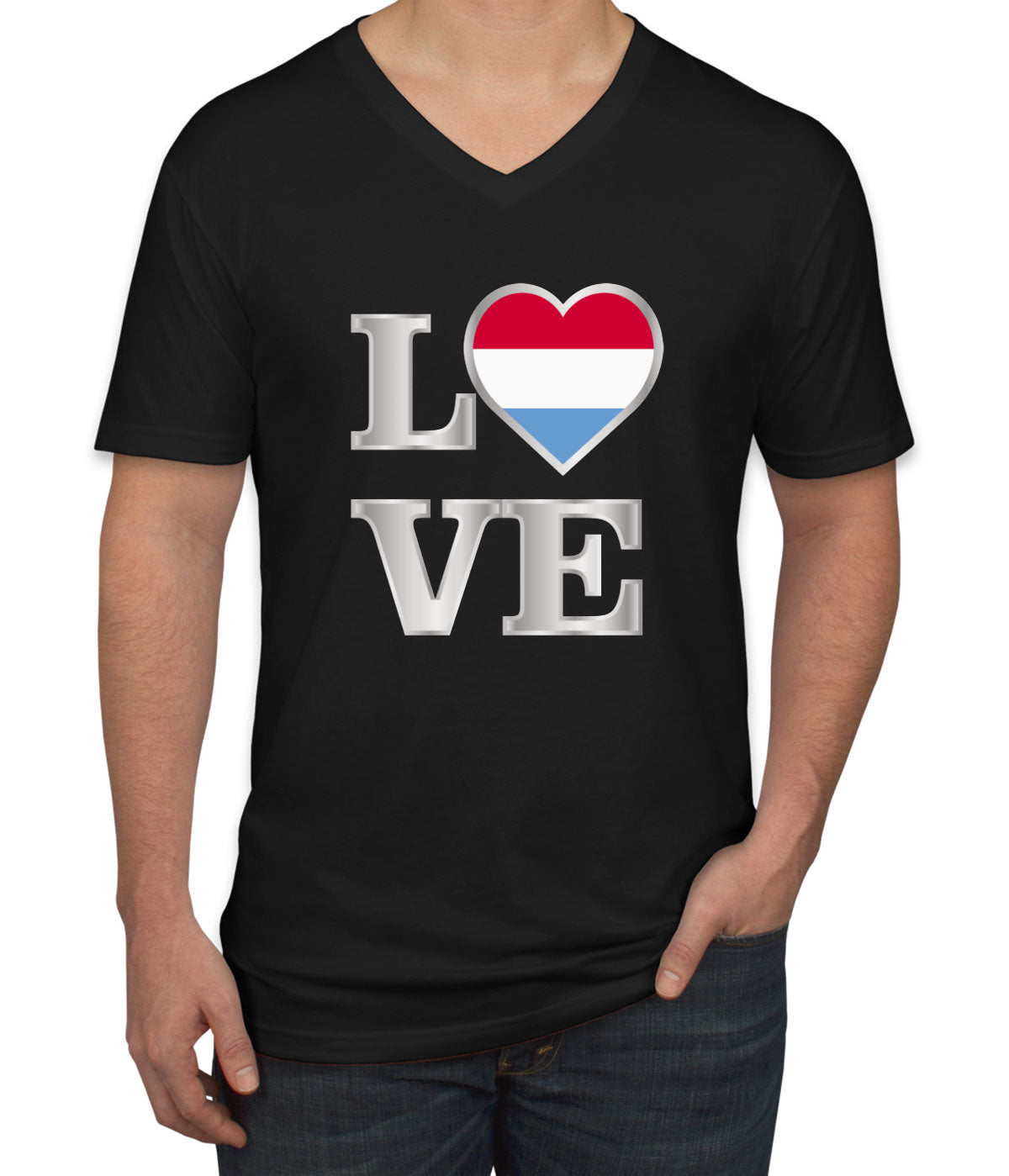 Luxembourg Love Men's V Neck T-shirt