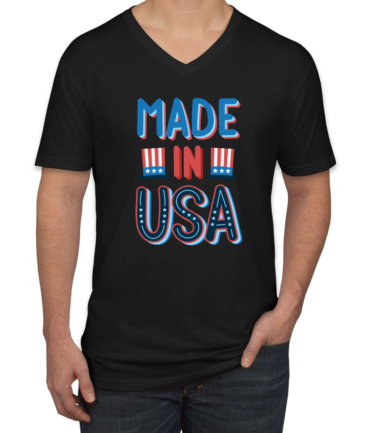 Made In USA Patriotic Men's V Neck T-shirt
