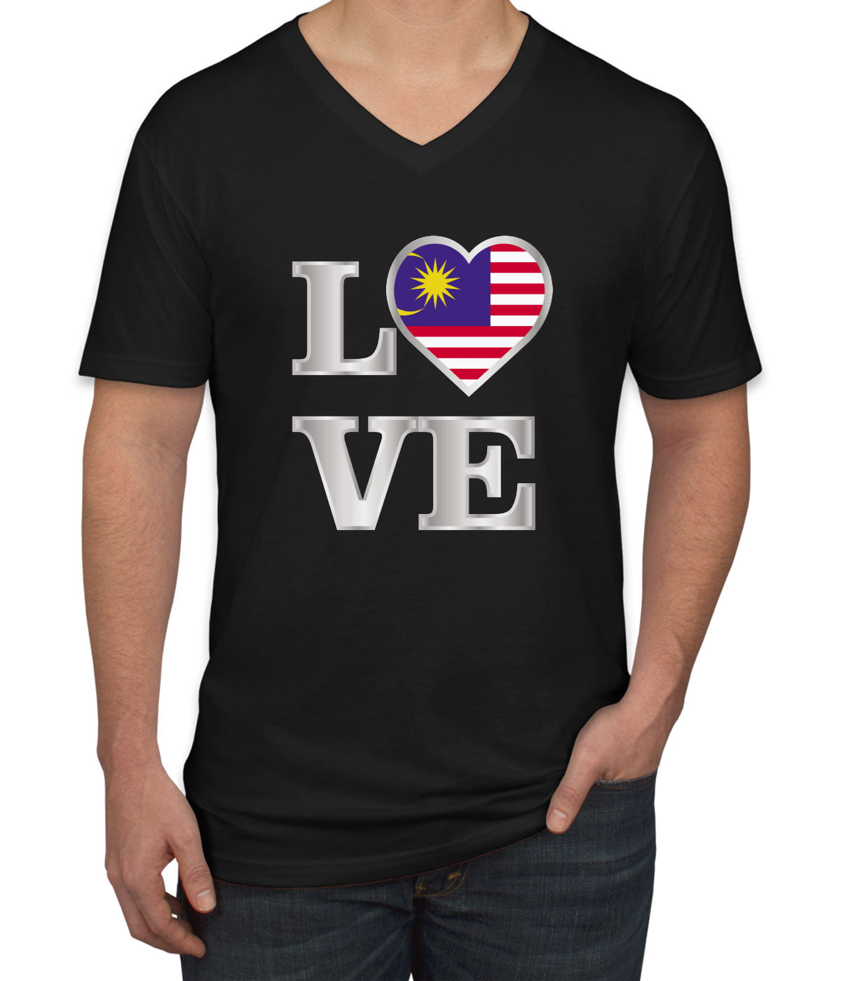 Malaysia Love Men's V Neck T-shirt