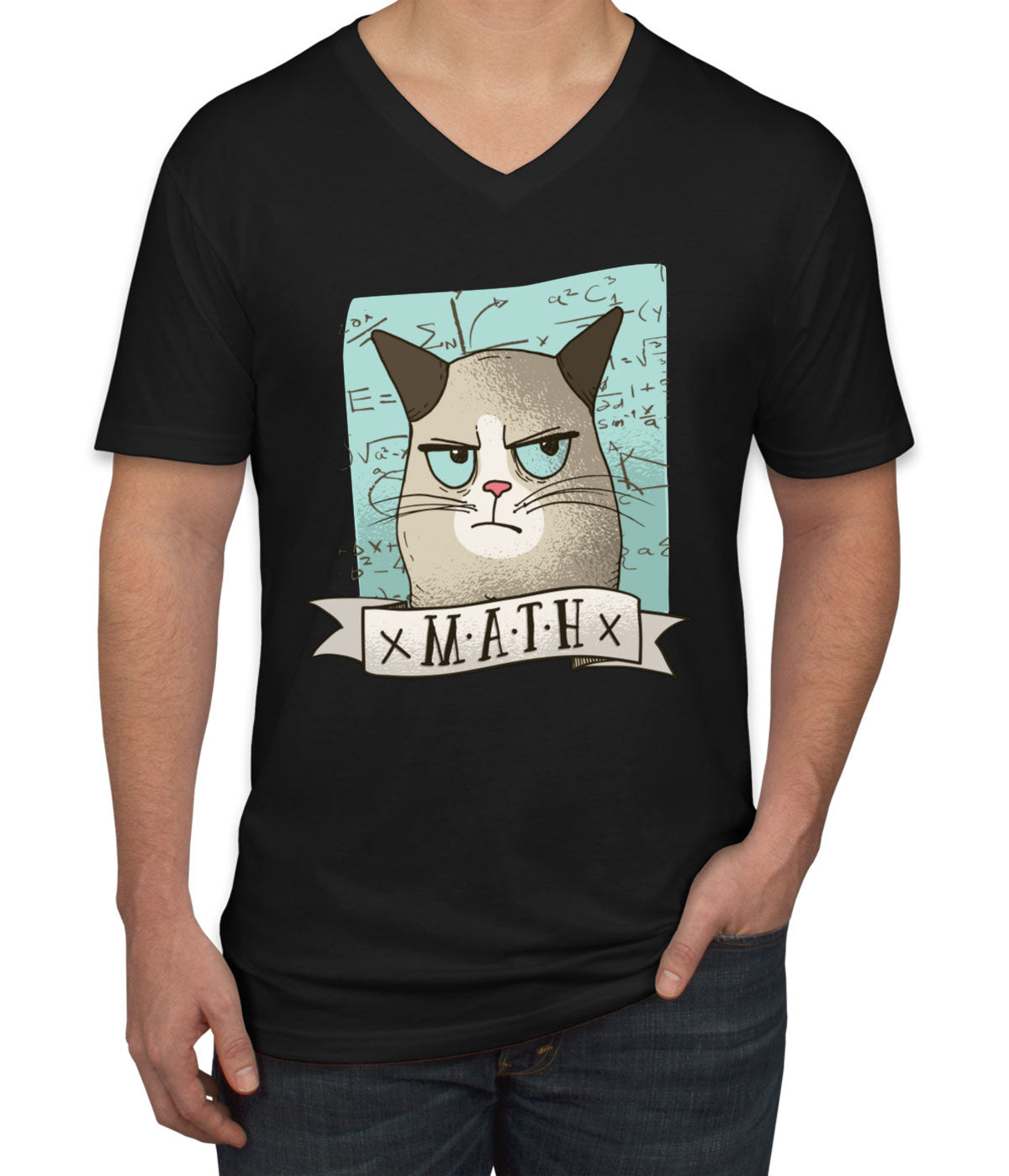 Math Cat Men's V Neck T-shirt