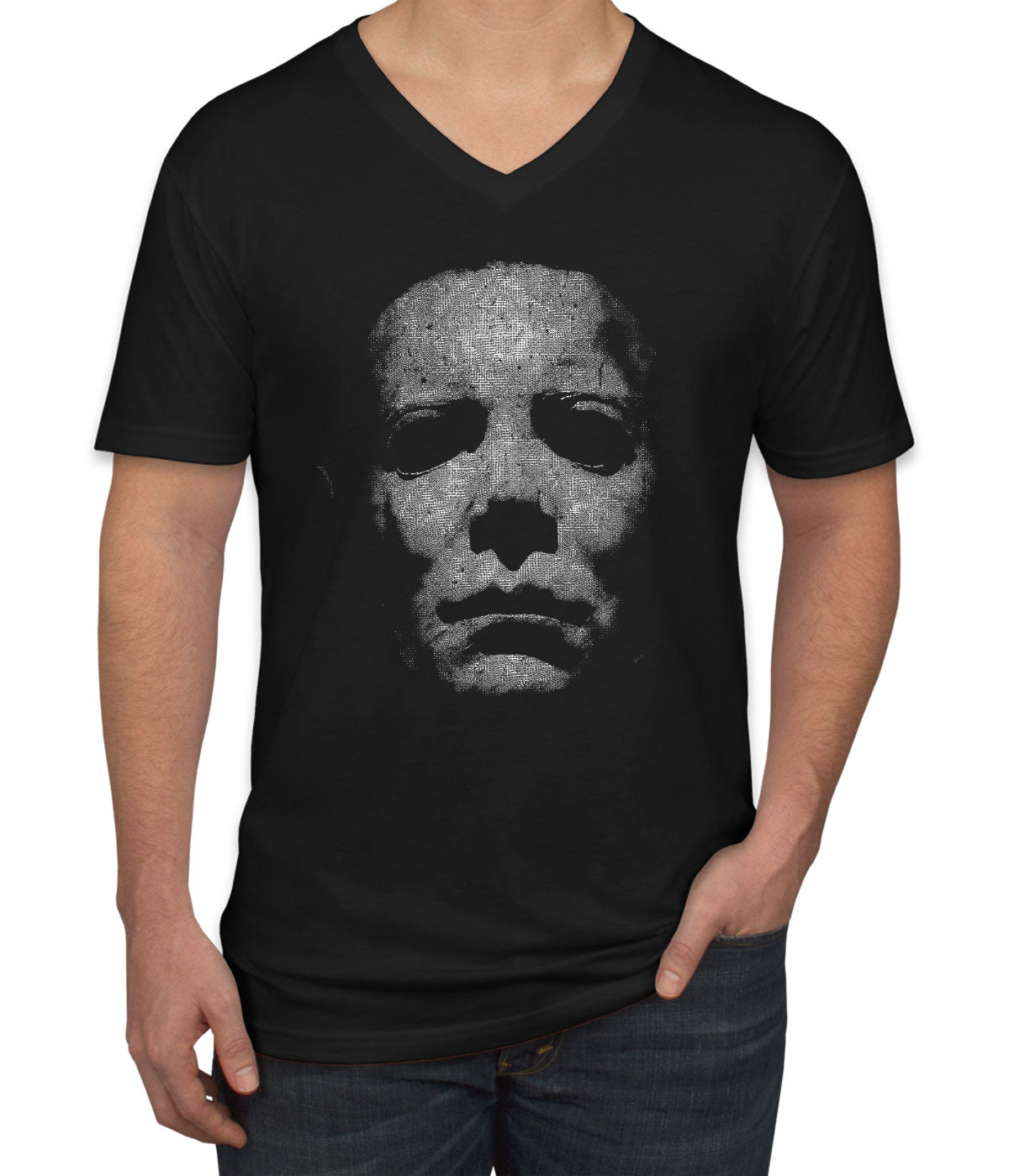 Myers Face Halloween Men's V Neck T-shirt
