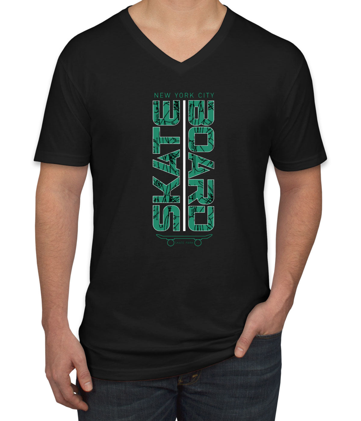 New York Skate Board Men's V Neck T-shirt