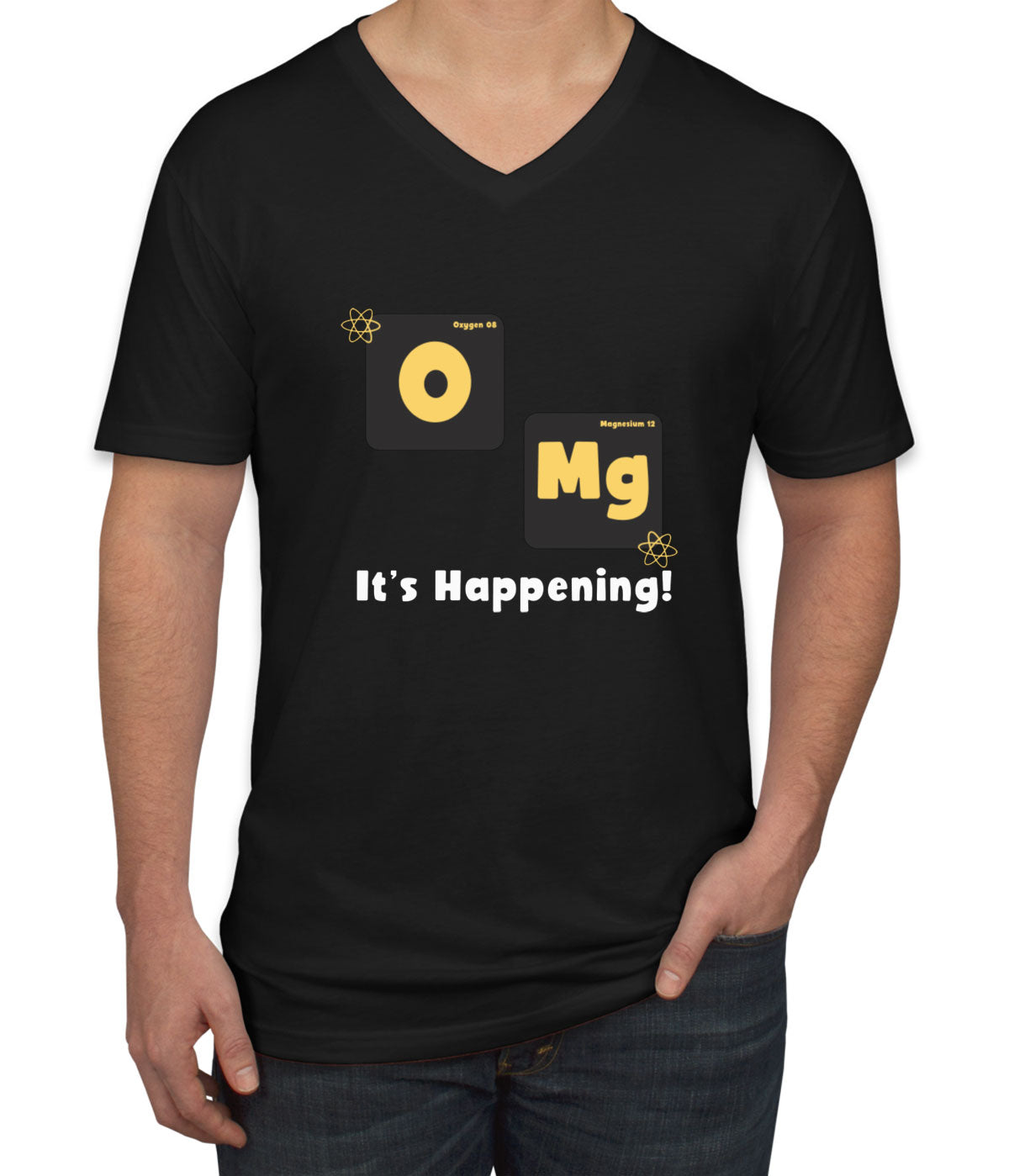 Omg It's Happening Funny Periodic Table Men's V Neck T-shirt