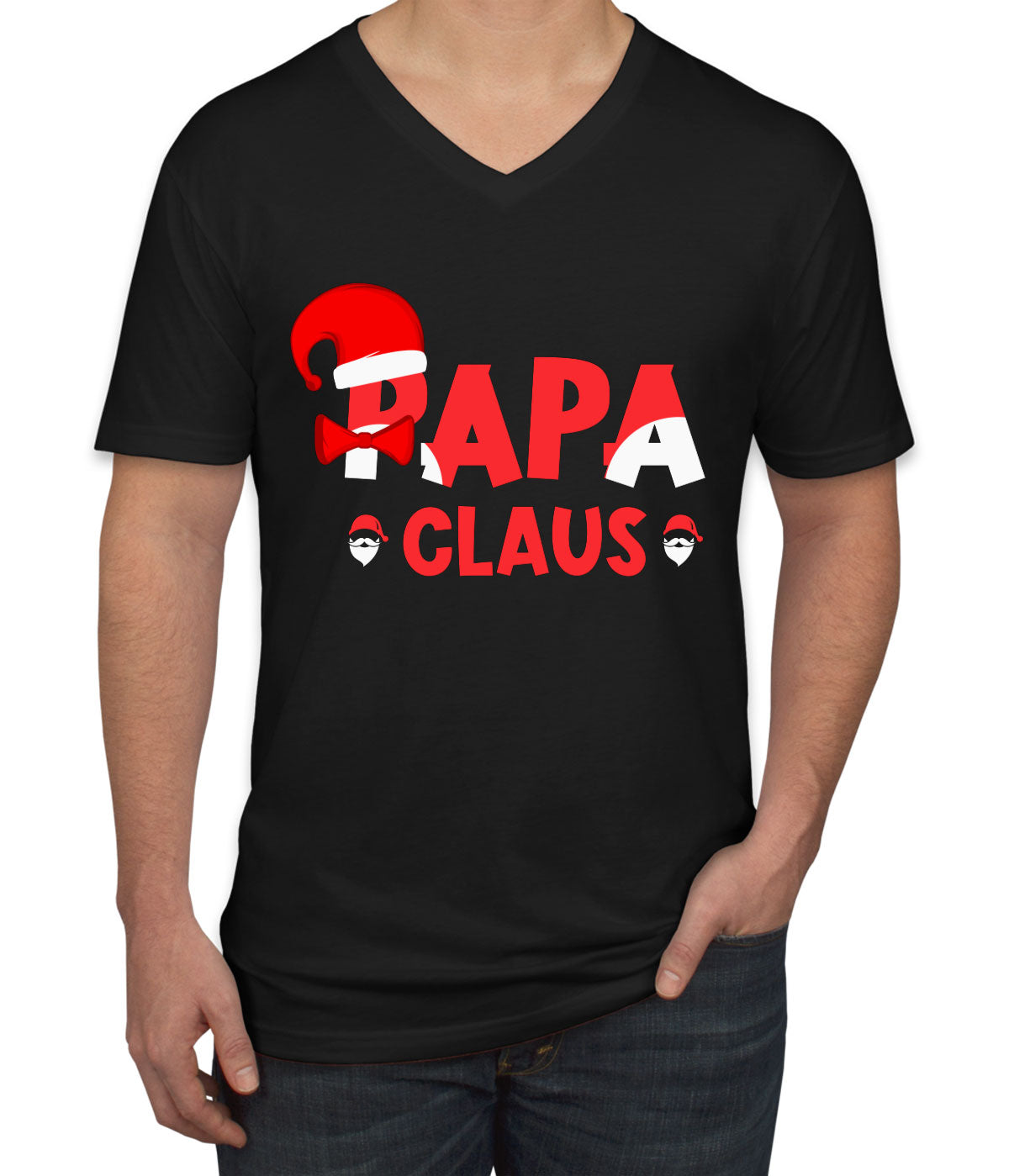 Papa Claus Christmas Men's V Neck T-shirt