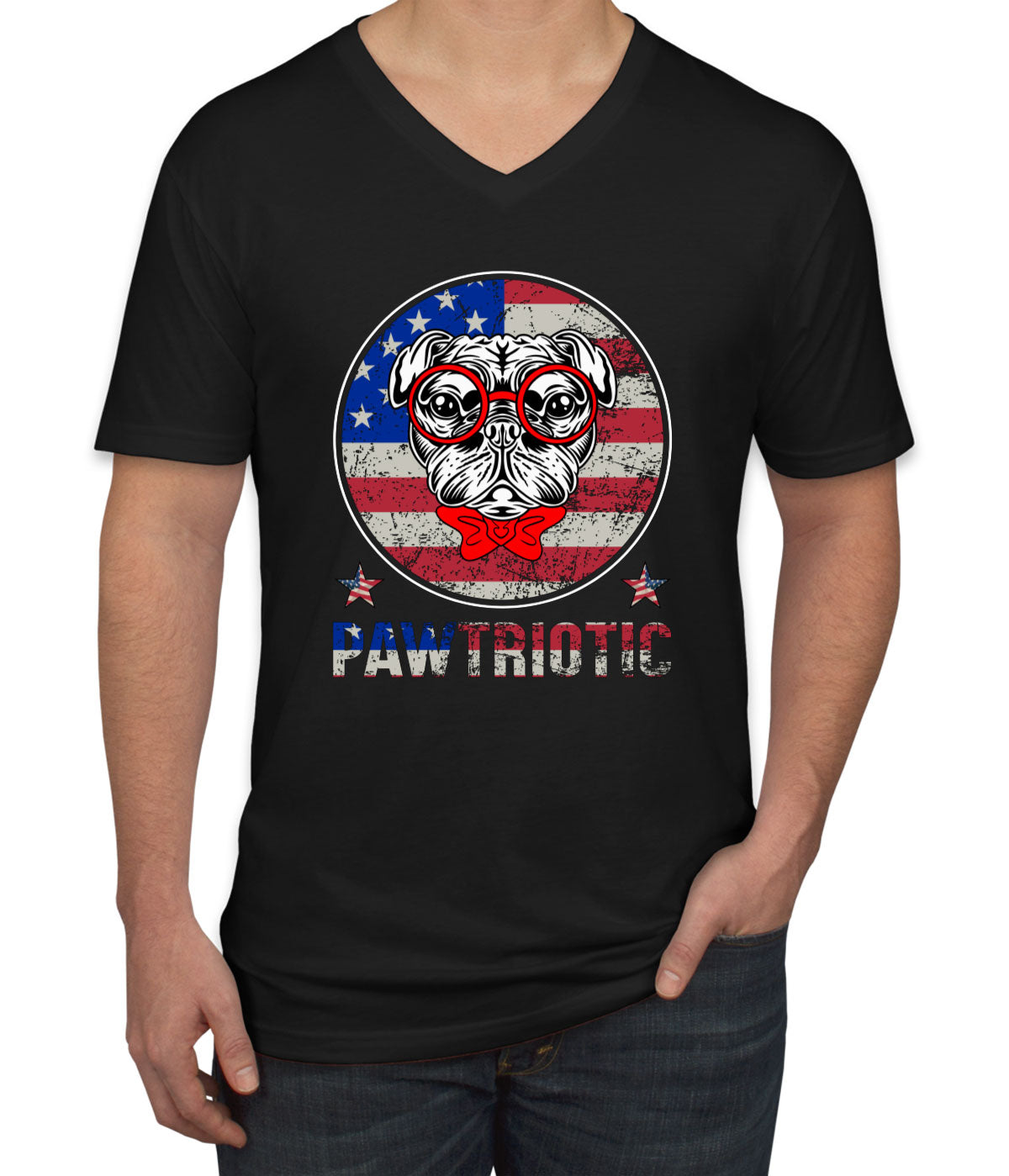 Bulldog Pawtriotic Patriotic Men's V Neck T-shirt