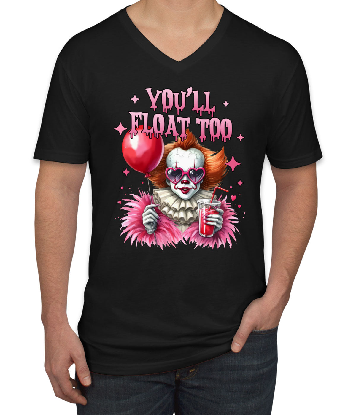 You'll Float Too Pennywise Halloween Men's V Neck T-shirt