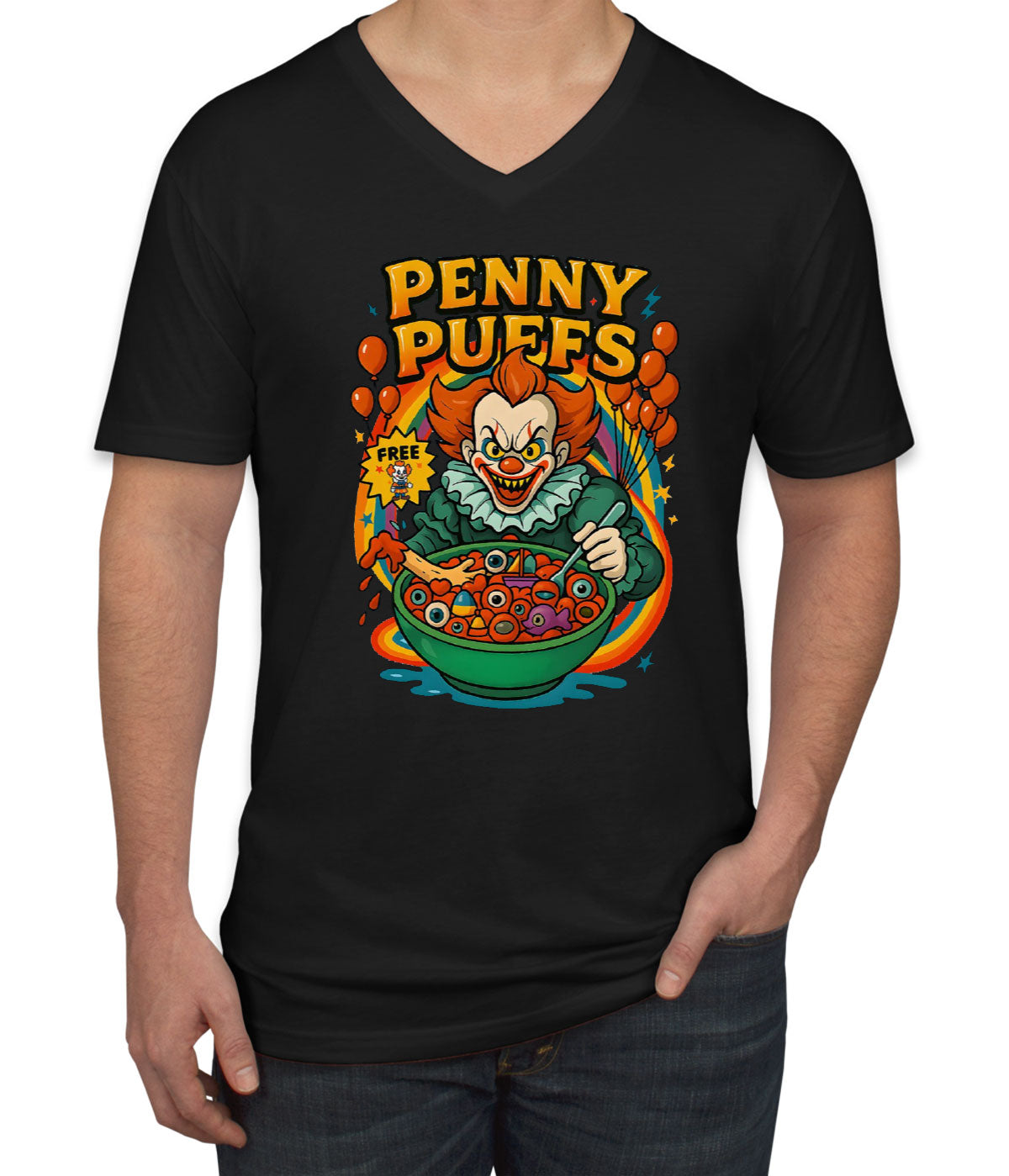 Penny Puffs Halloween Men's V Neck T-shirt