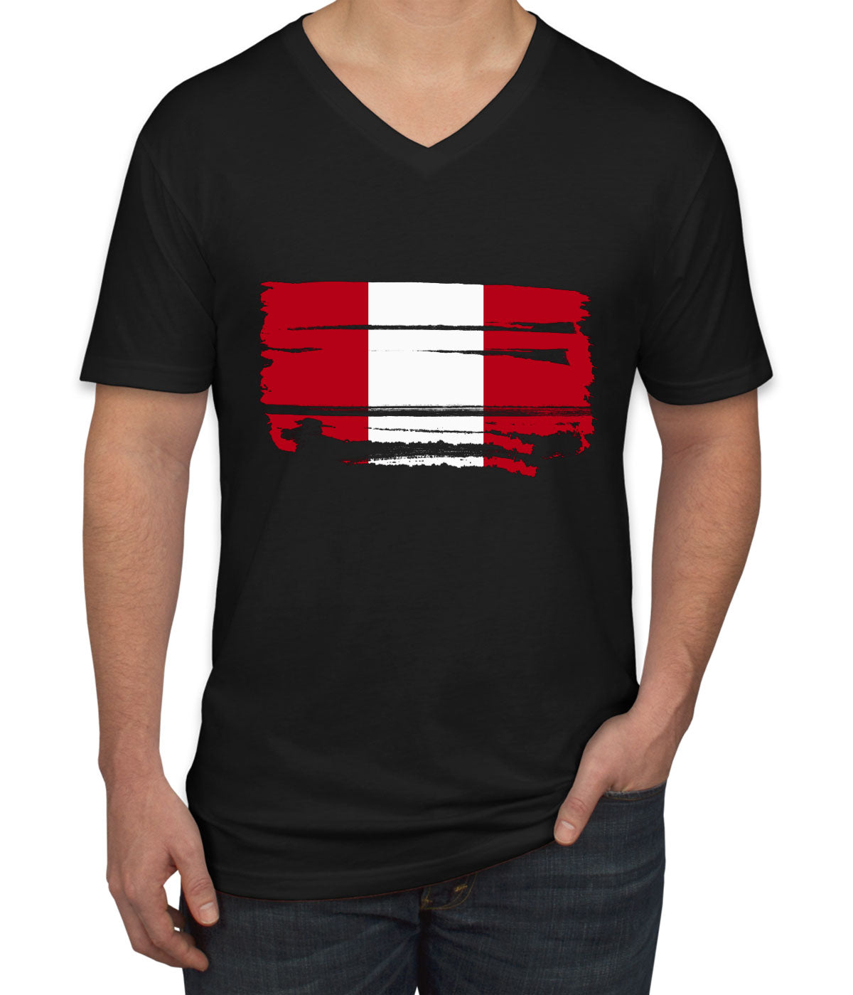 Peru Flag Men's V Neck T-shirt