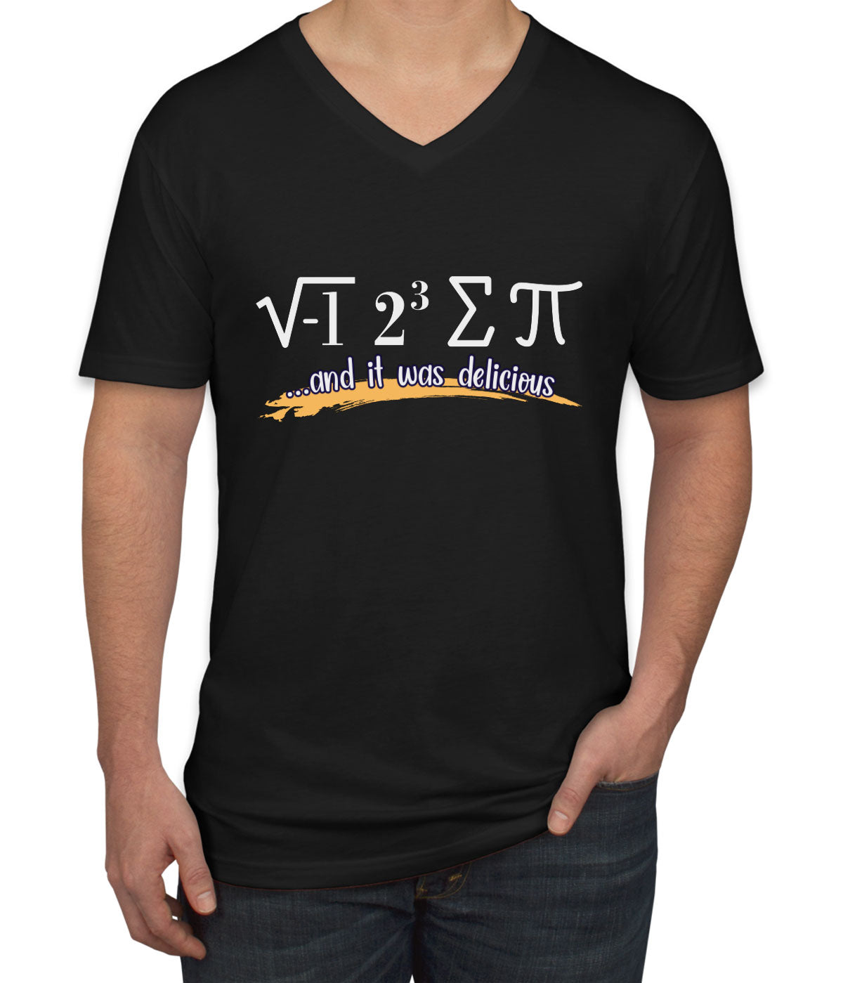 I Ate Some Pie and It Was Delicious Pi Day Math Men's V Neck T-shirt