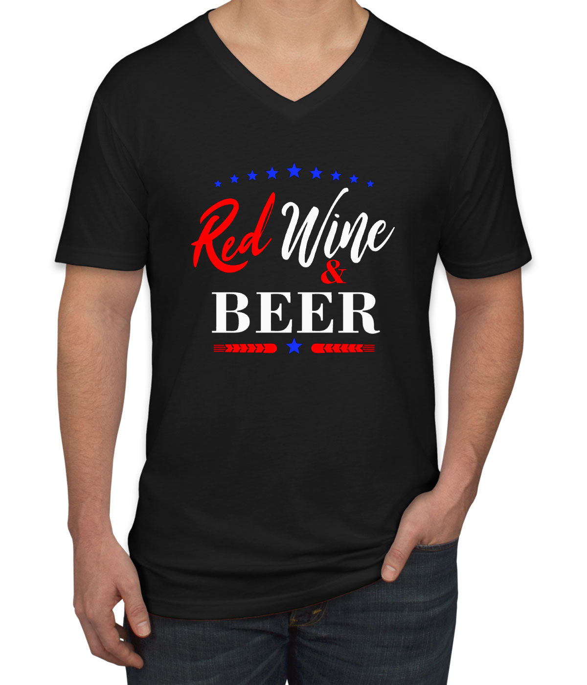 Red Wine And Beer Men's V Neck T-shirt