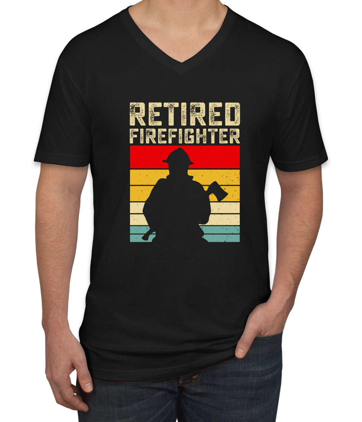 Retro Vintage Retired Firefighter Men's V Neck T-shirt