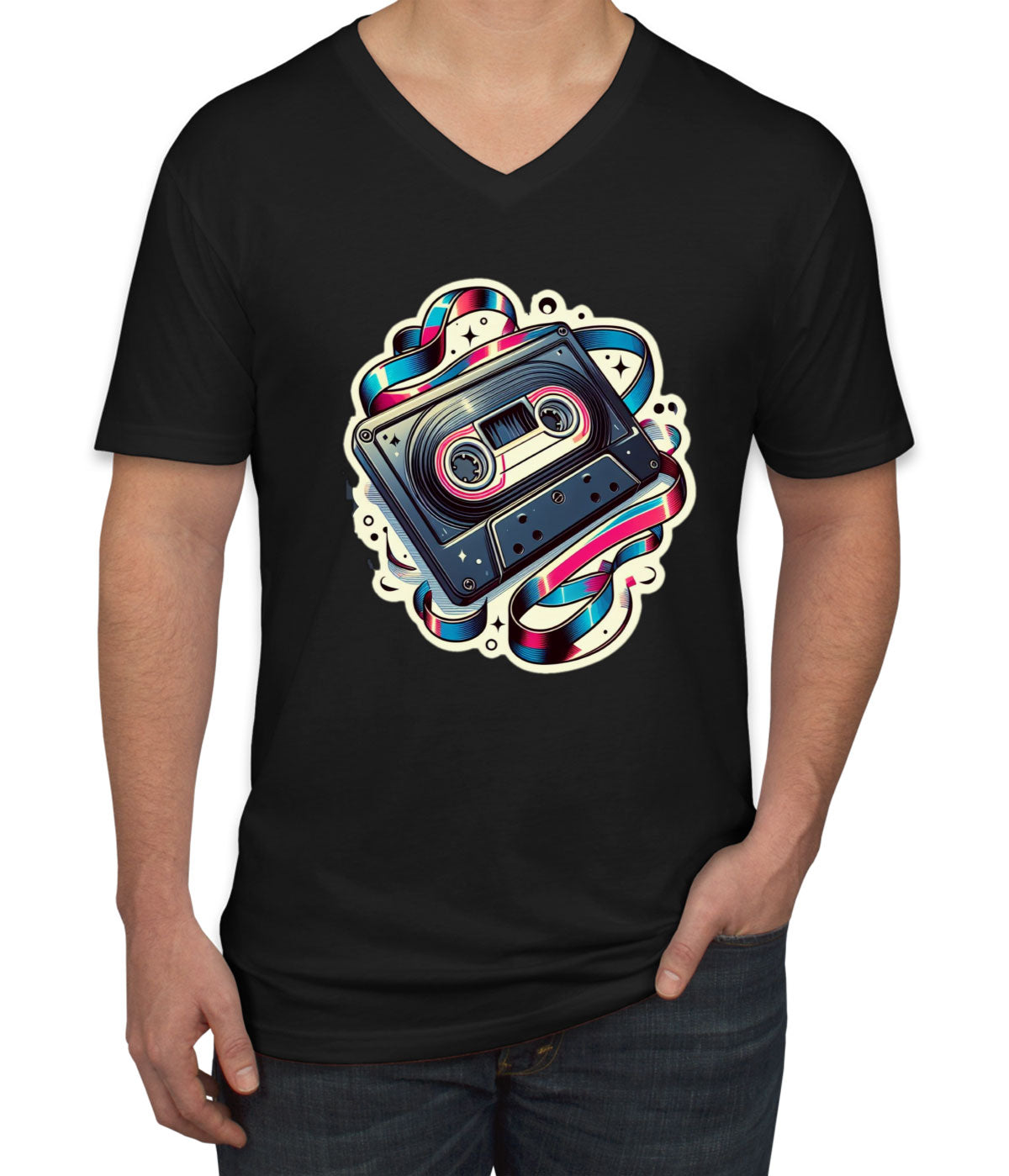 Retro Mixtape Men's V Neck T-shirt