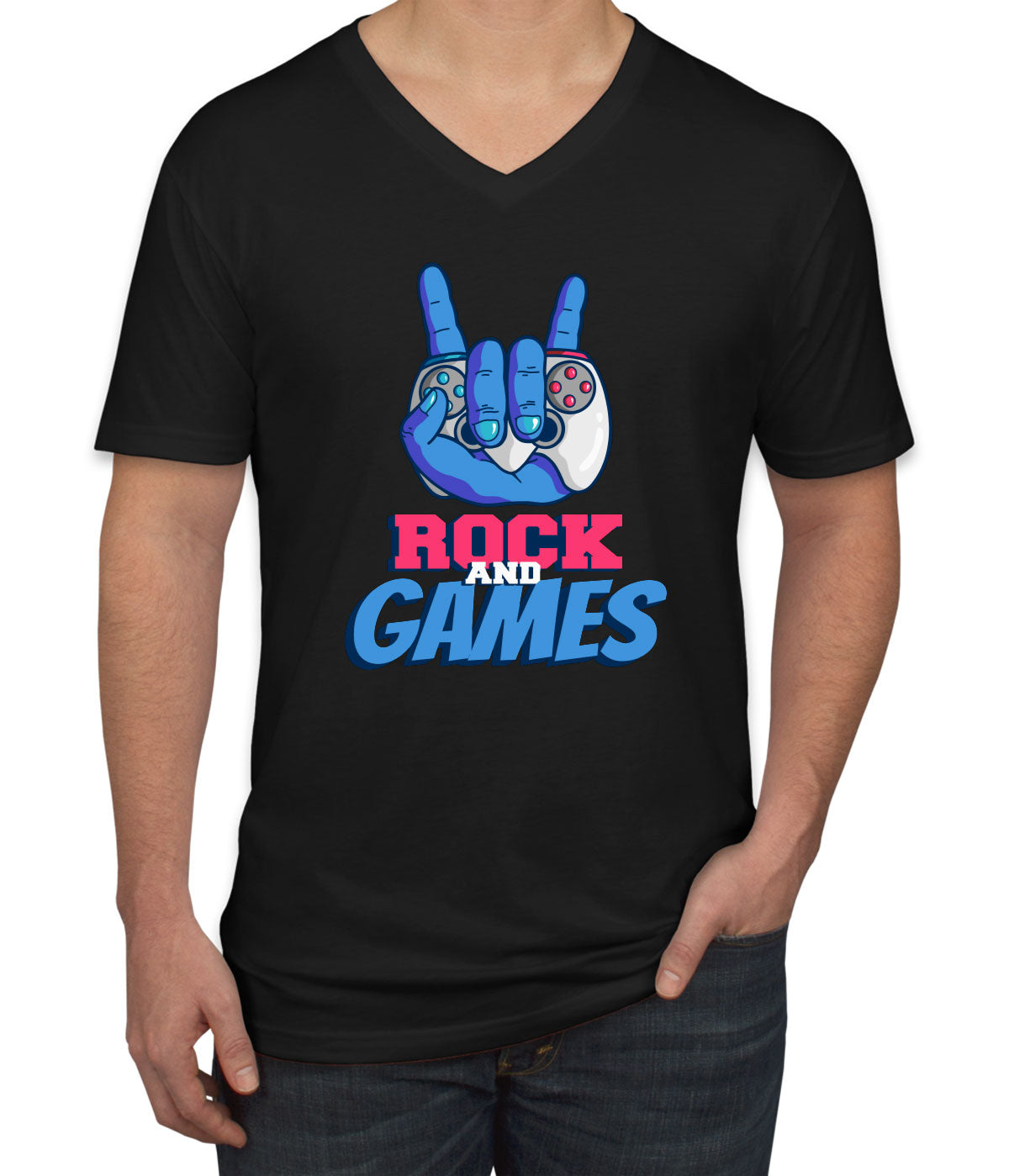 Rock And Games Men's V Neck T-shirt