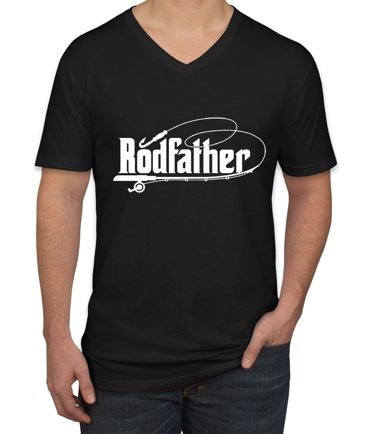 Rodfather Fishing Father's Day Men's V Neck T-shirt