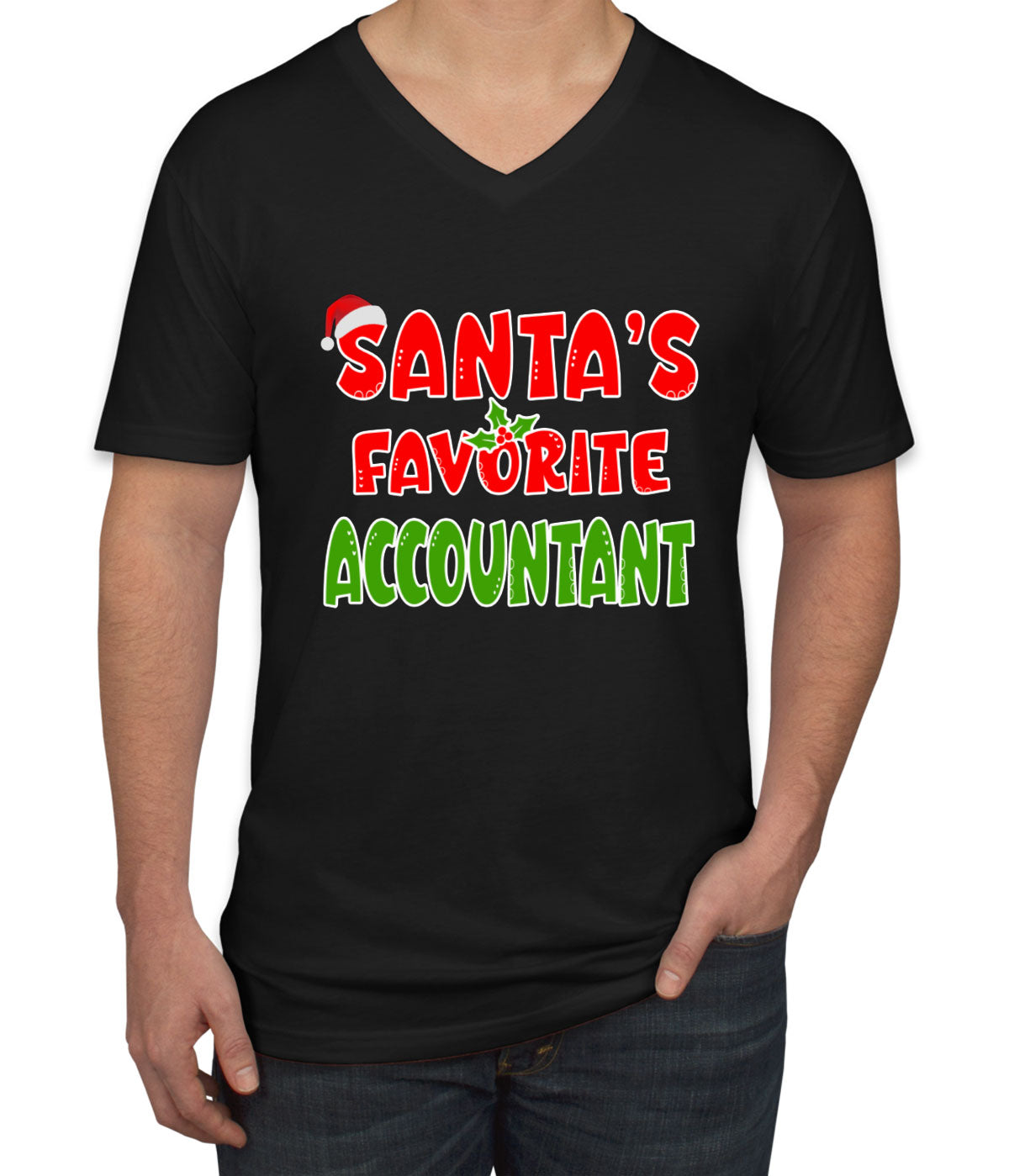 Santa's Favorite Accountant Men's V Neck T-shirt