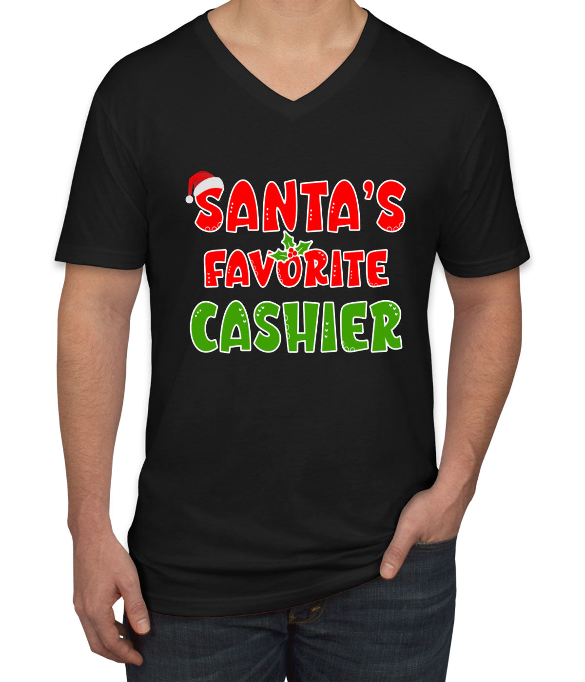 Santa's Favorite Cashier Men's V Neck T-shirt