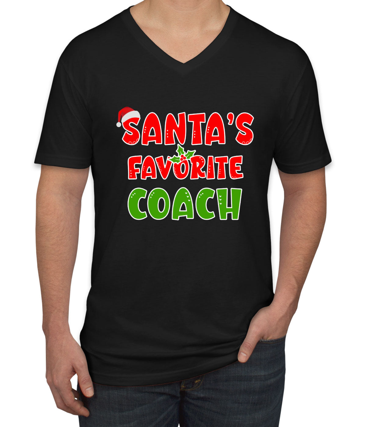 Santa's Favorite Coach Men's V Neck T-shirt