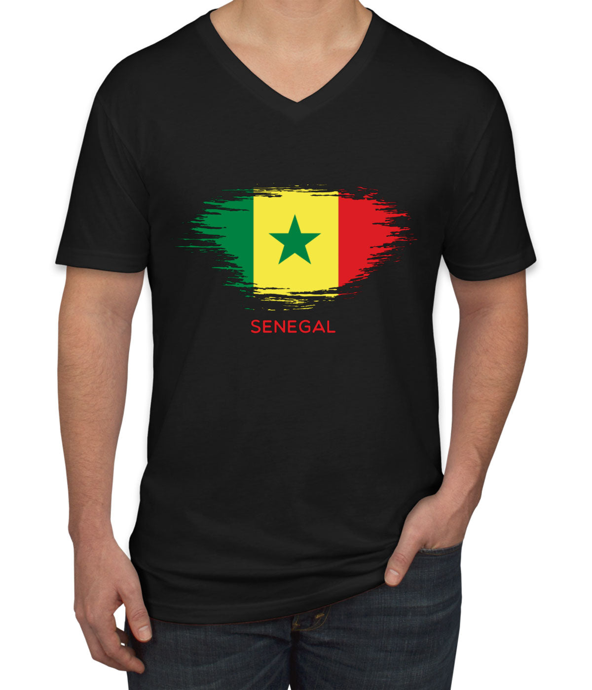 Senegal Flag Men's V Neck T-shirt