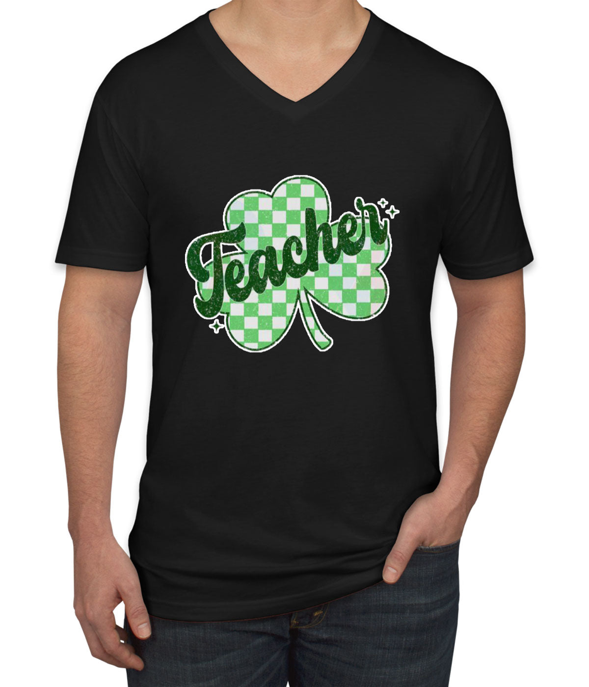 Shamrock Teacher St. Patrick's Day Men's V Neck T-shirt