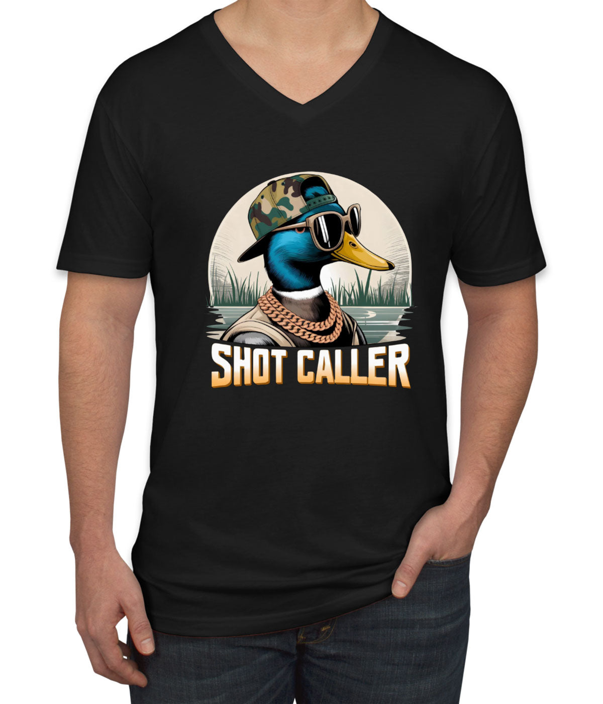 Shot Caller Duck Hunting Men's V Neck T-shirt