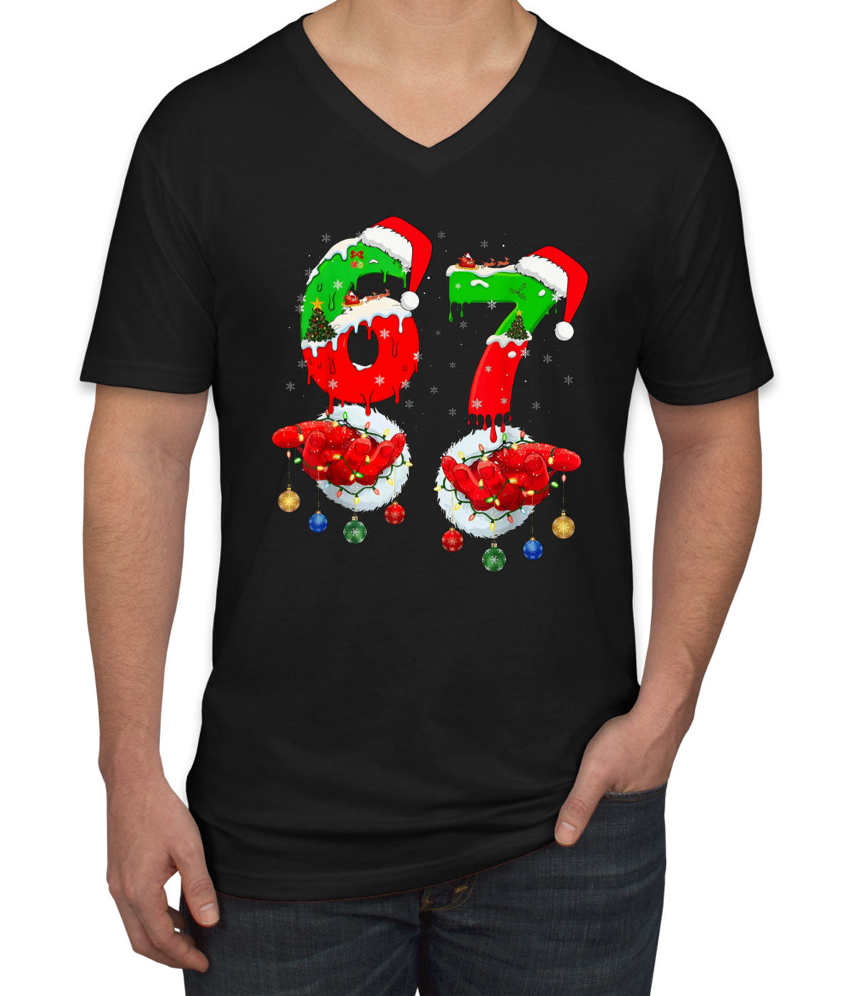 67 Sixty Seven Christmas Men's V Neck T-shirt