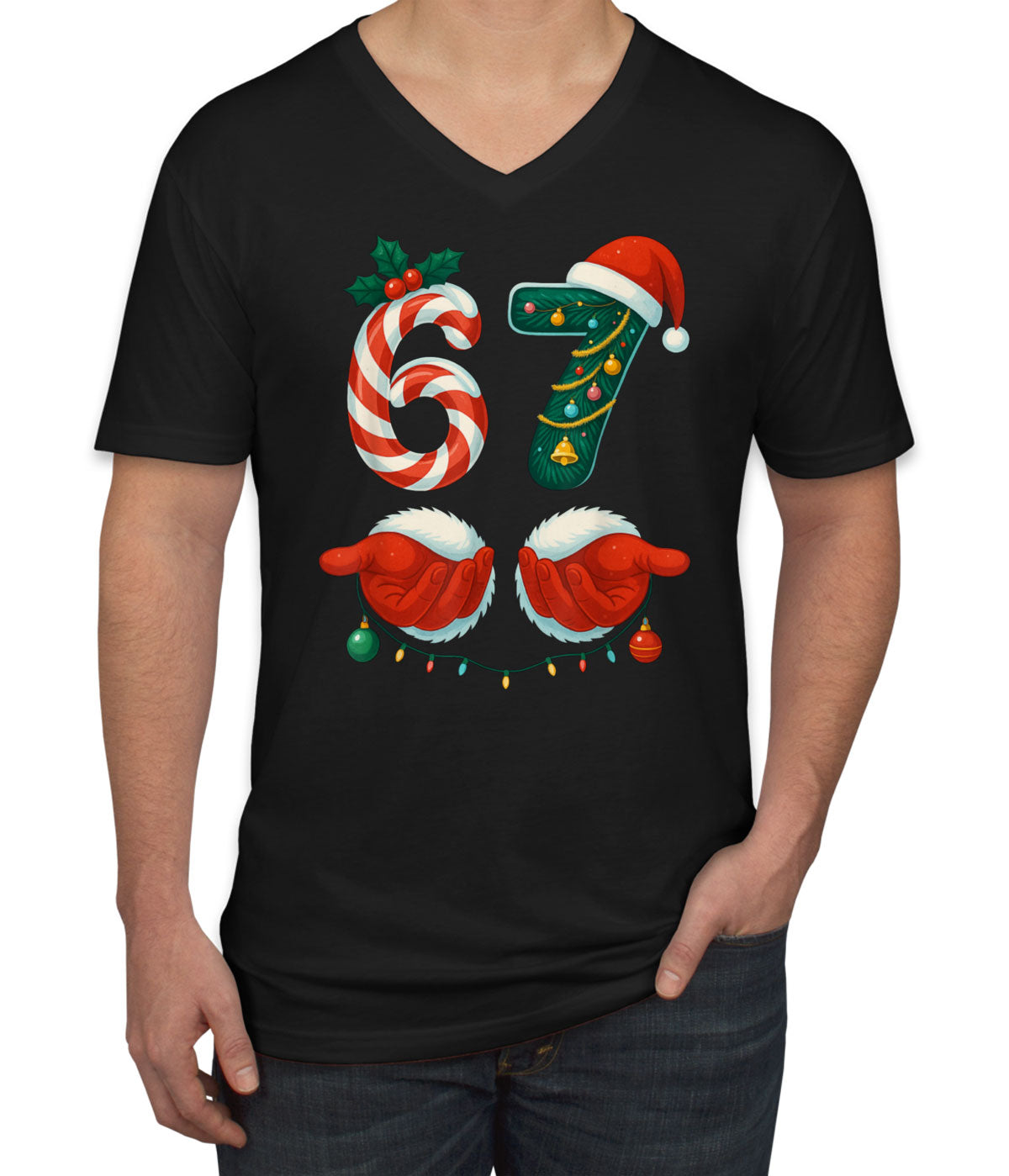 67 Sixty Seven Christmas Men's V Neck T-shirt
