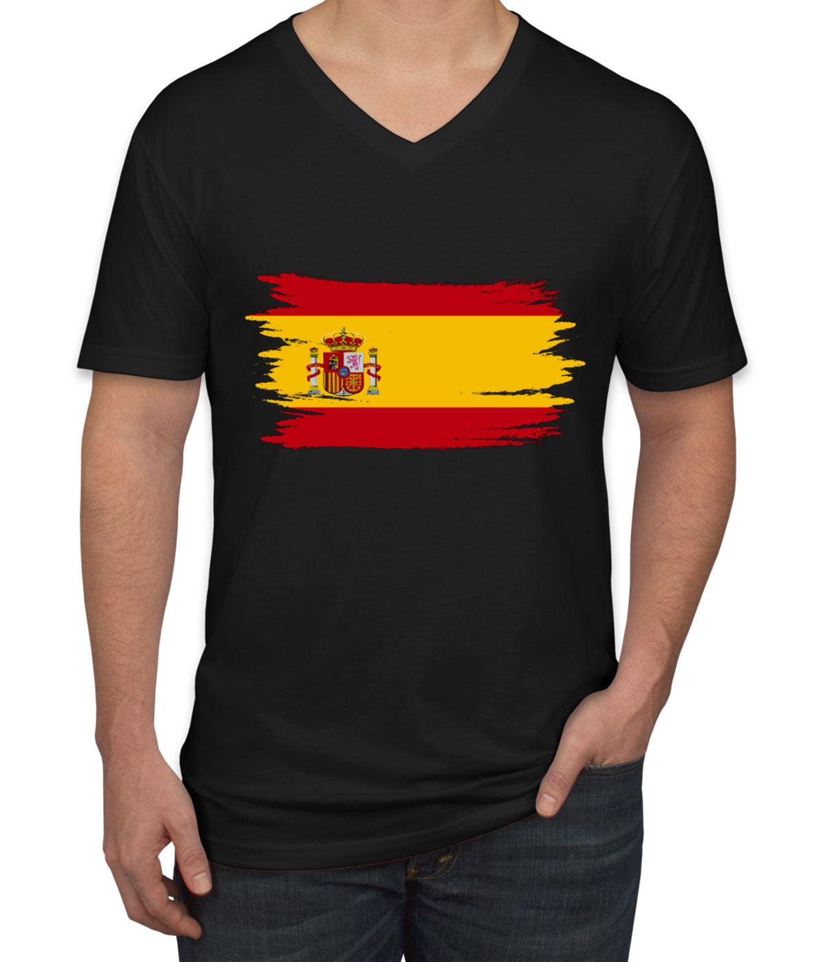 Spain Flag Men's V Neck T-shirt