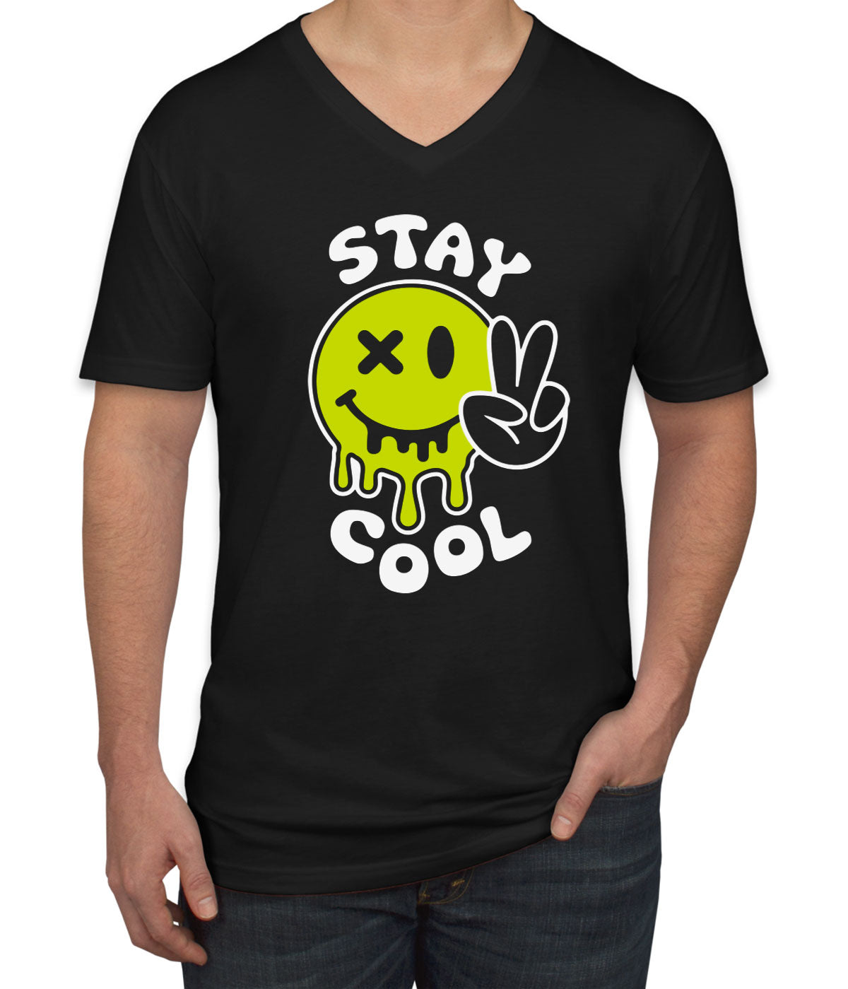 Stay Cool Emoji Face Men's V Neck T-shirt