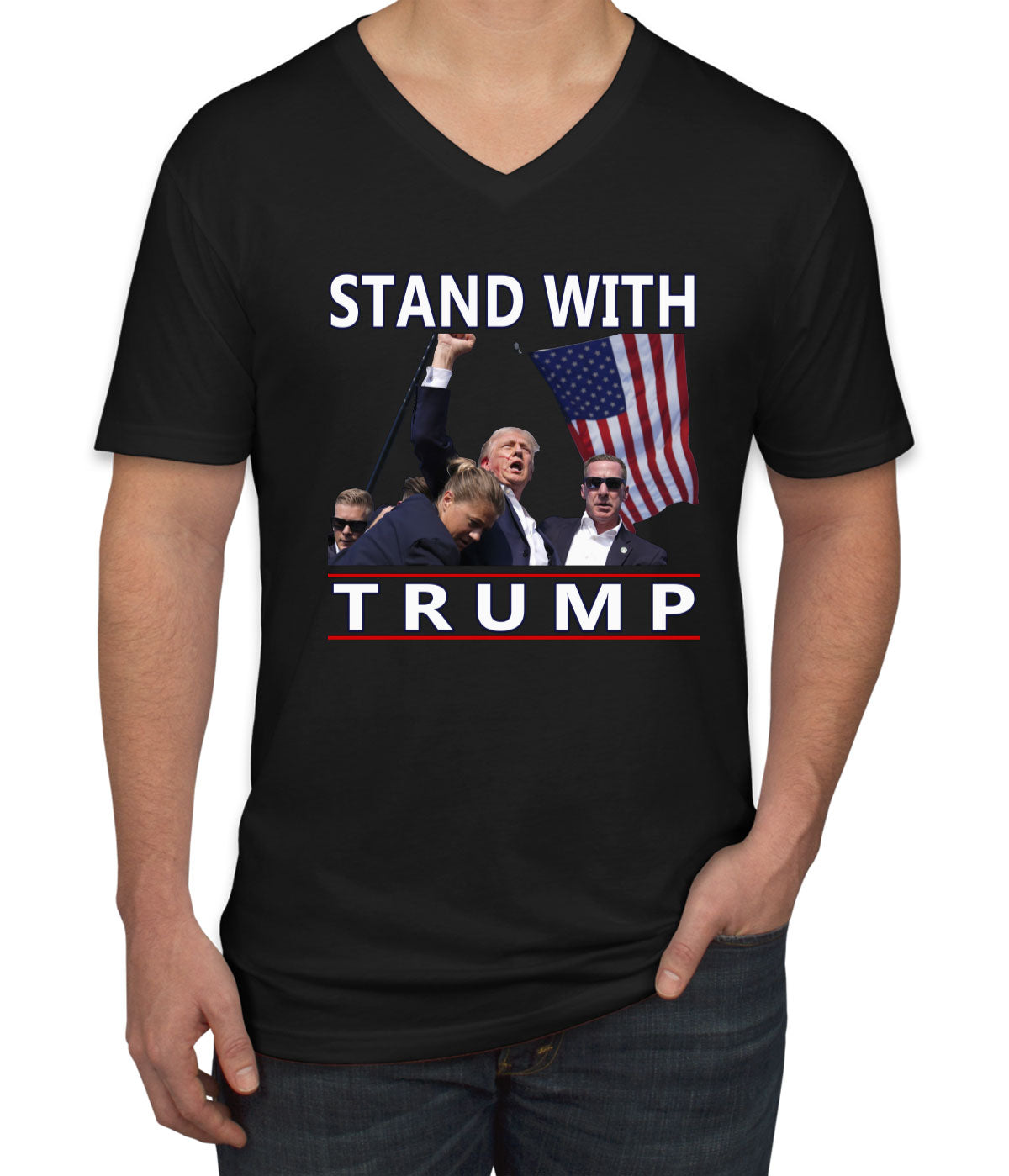 Stand With Trump Men's V Neck T-shirt