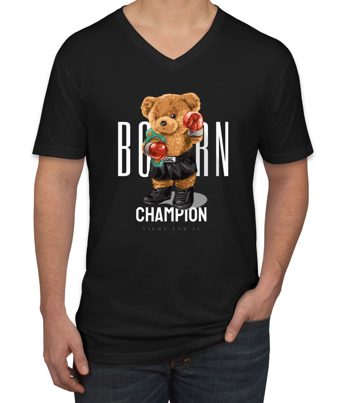 Teddy Bear Champion Boxer Men's V Neck T-shirt