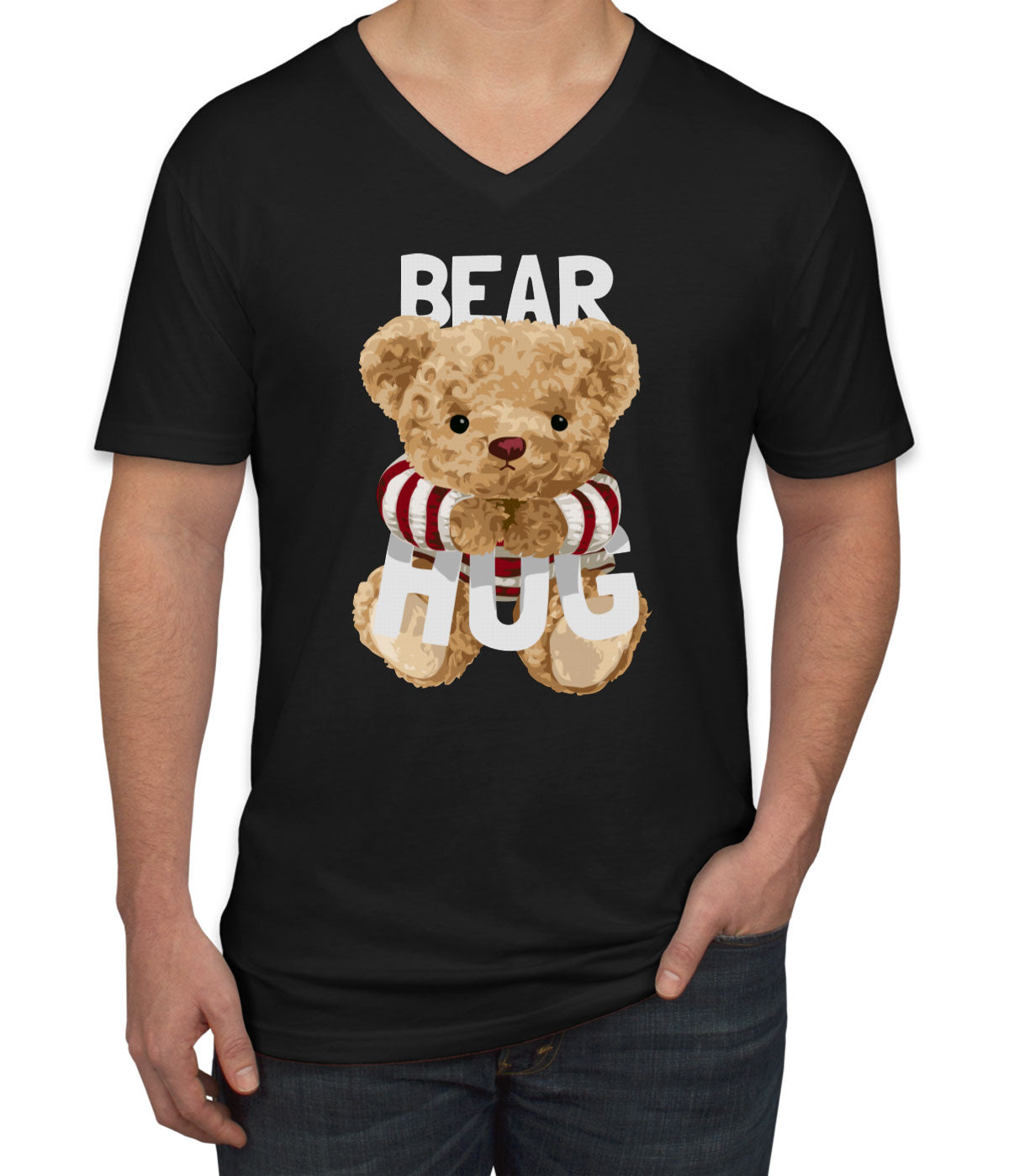 Teddy Bear Hug Men's V Neck T-shirt