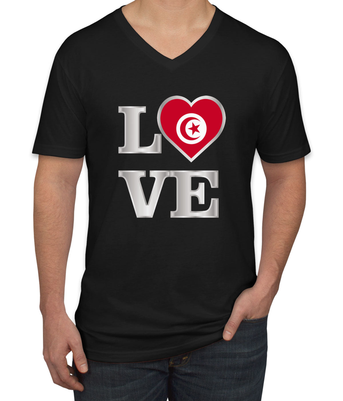 Tunisia Love Men's V Neck T-shirt