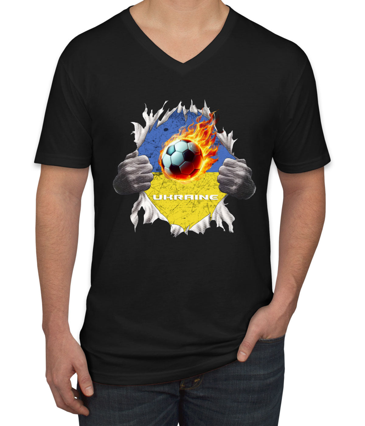 Ukraine Euro Cup Soccer Football Men's V Neck T-shirt